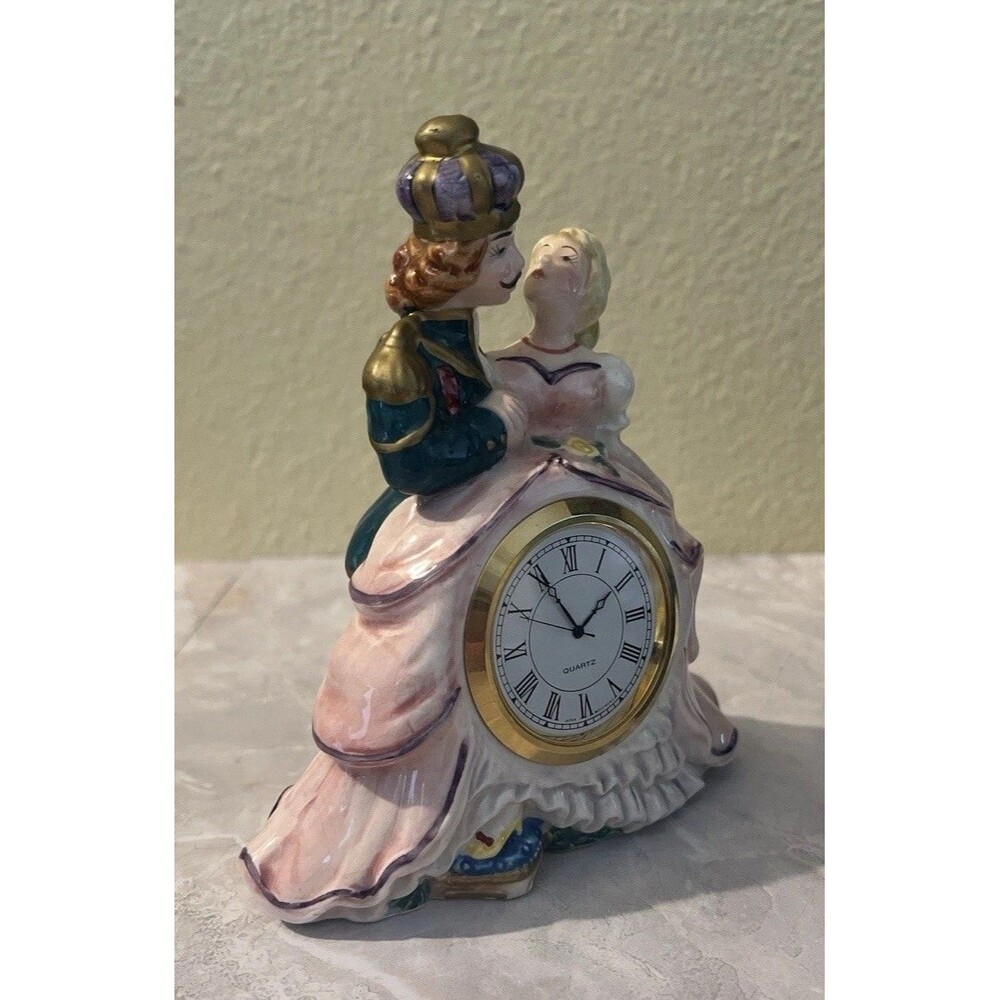 Fitz & Floyd Cinderella & Prince Charming Quartz Clock Vtg 1995 - Picture 2 of 8